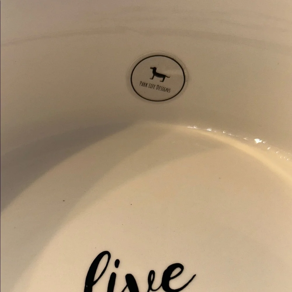 Black and White Ceramic Dog Feeder Bowl